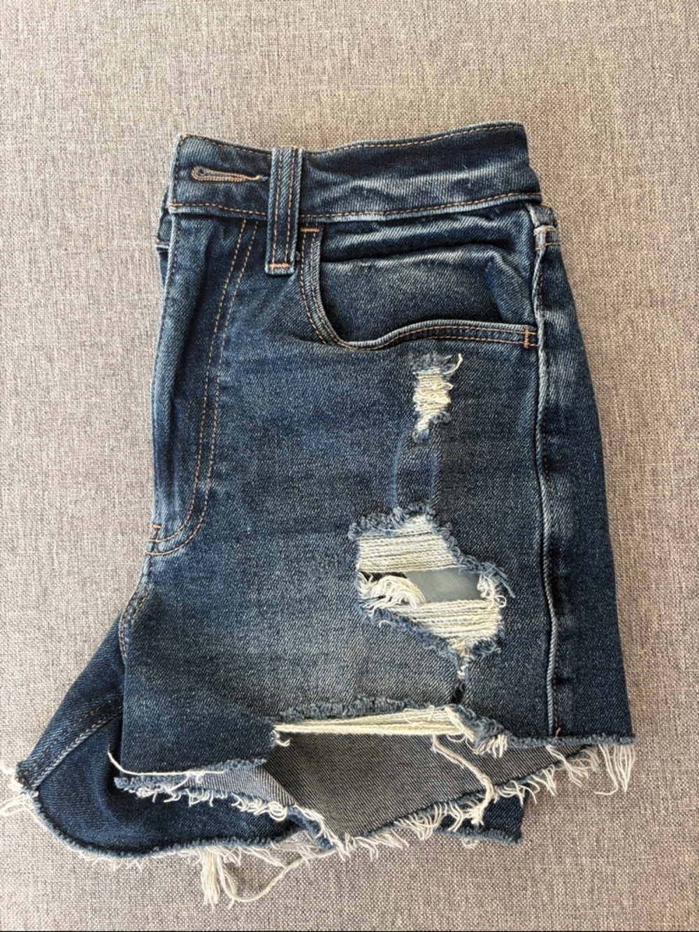 Hollister Distressed Blue Denim Cutoff Shorts - Picture 3 of 3